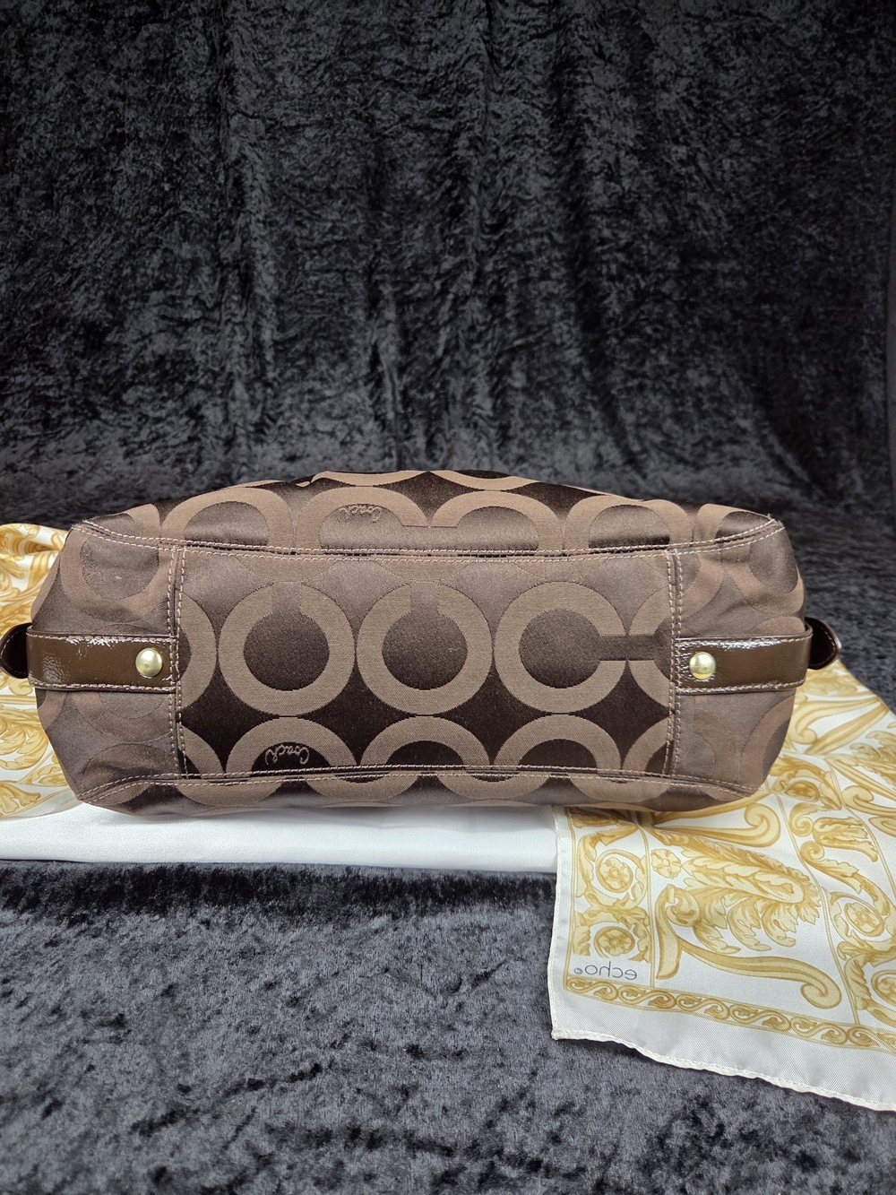 Coach Madison Op Art Maggie Shoulder Bag Brown Signature Sateen Style 14305 - Picture 10 of 16